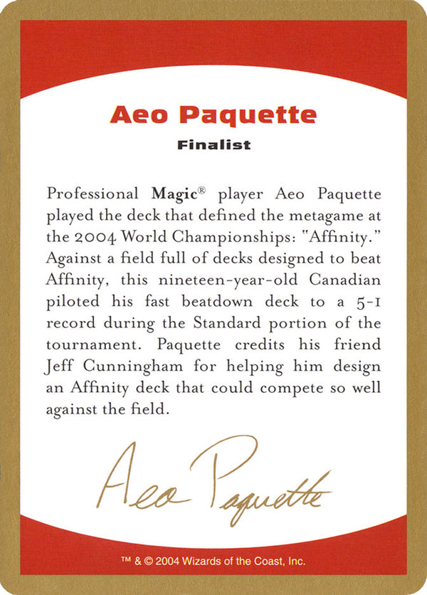 2004 Aeo Paquette Biography Card - Magic: The Gathering