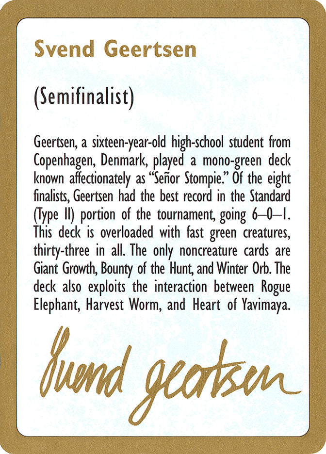 1997 Svend Geertsen Biography Card