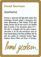 1997 Svend Geertsen Biography Card - Magic: The Gathering