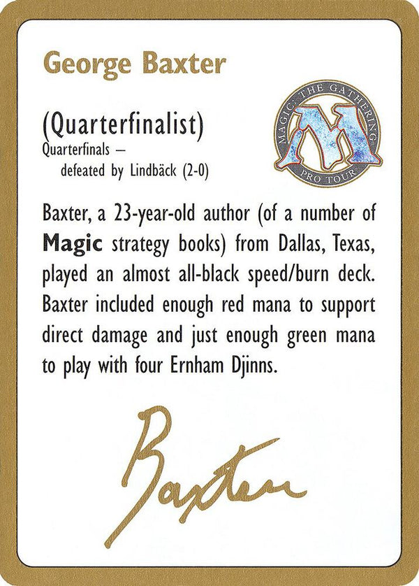 1996 George Baxter Biography Card - Magic: The Gathering