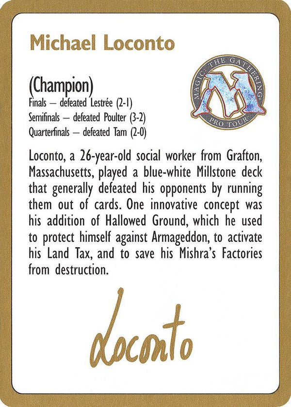 1996 Michael Loconto Biography Card - Magic: The Gathering