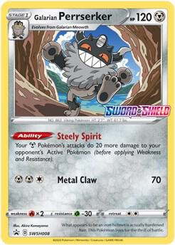 Galarian Perrserker - SWSH008 (Prerelease) - Pokémon