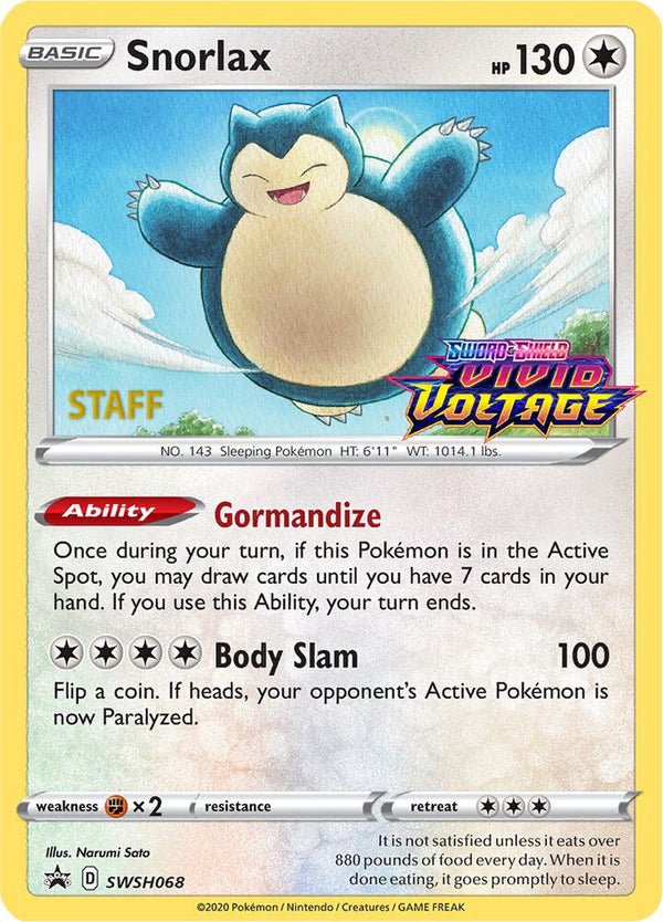 Snorlax - SWSH068 (Prerelease) [Staff] - Pokémon