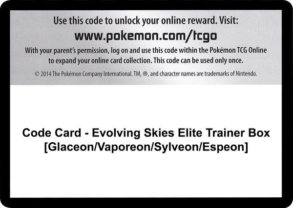 Code Card - Evolving Skies Elite Trainer Box [Glaceon/Vaporeon/Sylveon/Espeon] - Pokémon