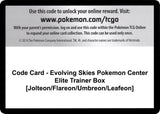 Code Card - Evolving Skies Pokemon Center Elite Trainer Box [Jolteon/Flareon/Umbreon/Leafeon] - Pokémon
