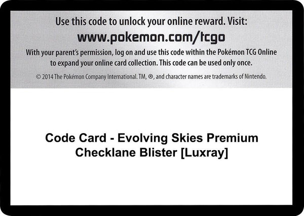Code Card - Evolving Skies Premium Checklane Blister [Luxray] - Pokémon