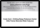 Code Card - Chilling Reign Pokemon Center Elite Trainer Box [Ice Rider Calyrex] - Pokémon