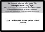 Code Card - Battle Styles 3 Pack Blister [Jolteon] - Pokémon