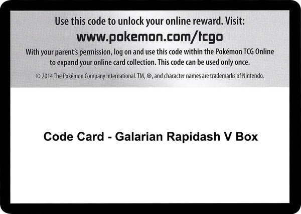 Code Card - Galarian Rapidash V Box - Pokémon