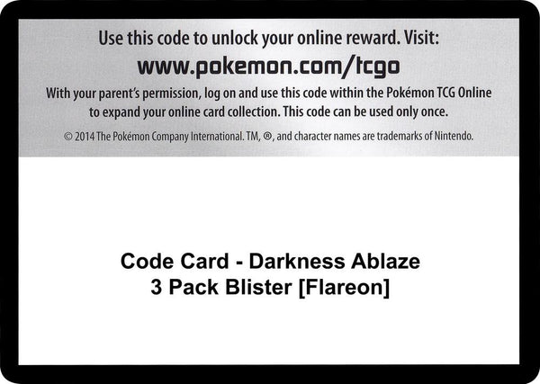 Code Card - Darkness Ablaze 3 Pack Blister [Flareon] - Pokémon