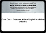 Code Card - Darkness Ablaze Single Pack Blister [Pikachu] - Pokémon