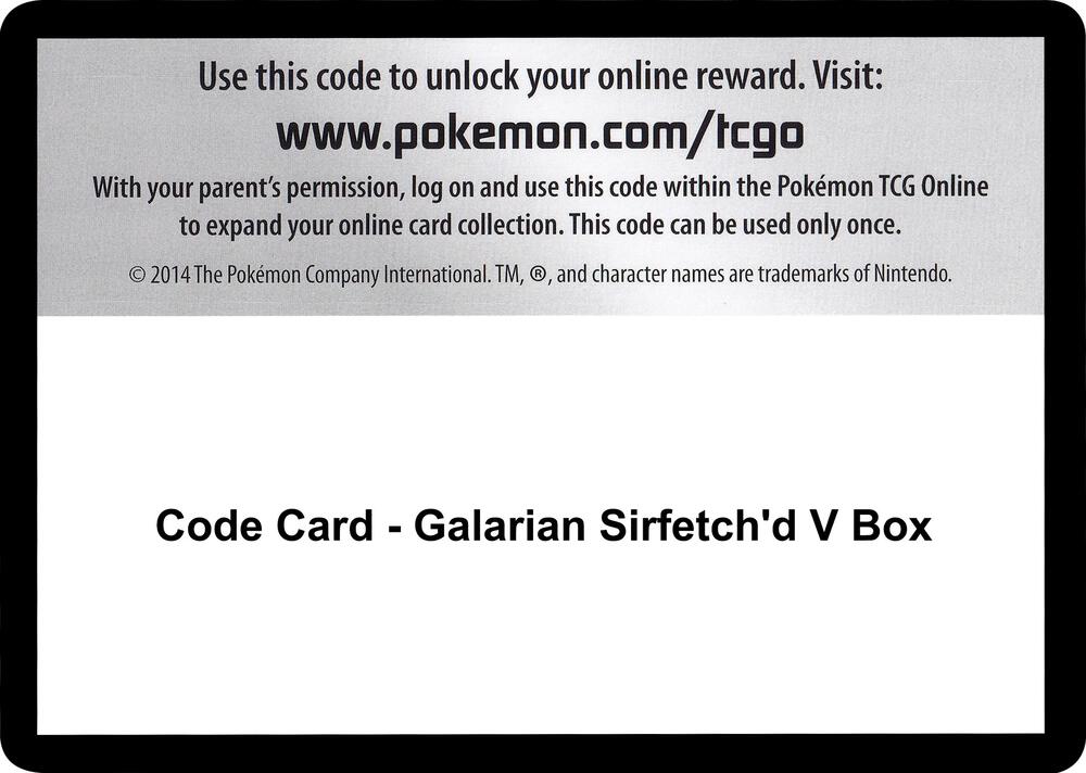 Code Card - Galarian Sirfetch'd V Box