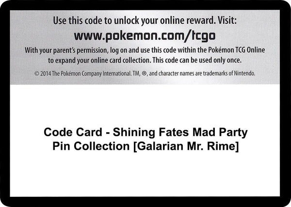 Code Card - Shining Fates Mad Party Pin Collection [Galarian Mr. Rime] - Pokémon