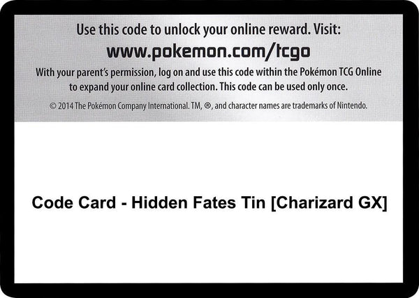 Code Card - Hidden Fates Tin [Charizard GX] - Pokémon