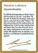 2000 Nicolas Labarre Biography Card - Magic: The Gathering