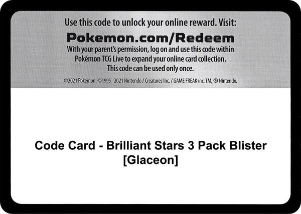 Code Card - Brilliant Stars 3 Pack Blister [Glaceon] - Pokémon