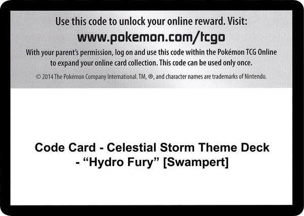 Code Card - Celestial Storm Theme Deck - "Hydro Fury" [Swampert] - Pokémon