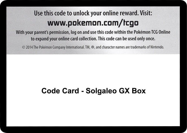 Code Card - Solgaleo GX Box - Pokémon
