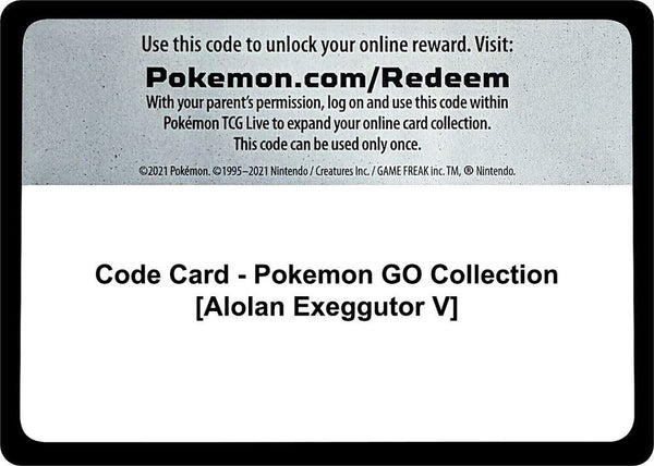 Code Card - Pokemon GO Collection [Alolan Exeggutor V] - Pokémon