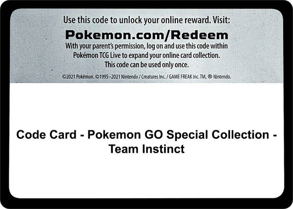 Code Card - Pokemon GO Special Collection - Team Instinct - Pokémon