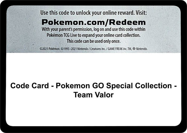 Code Card - Pokemon GO Special Collection - Team Valor - Pokémon