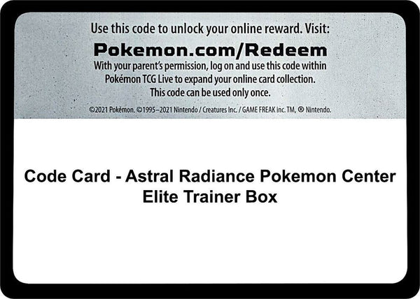 Code Card - Astral Radiance Pokemon Center Elite Trainer Box - Pokémon