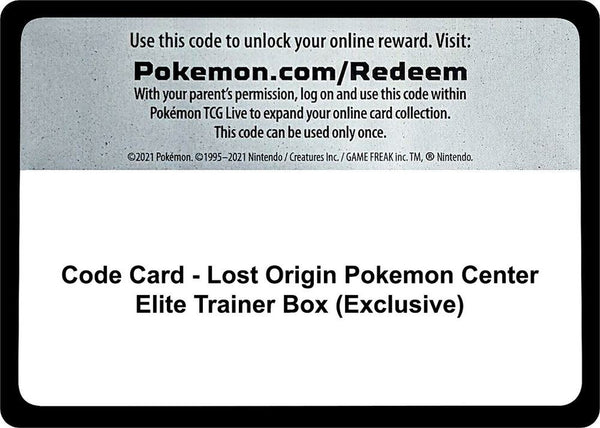 Code Card - Lost Origin Pokemon Center Elite Trainer Box (Exclusive) - Pokémon