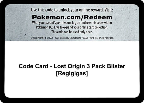 Code Card - Lost Origin 3 Pack Blister [Regigigas] - Pokémon