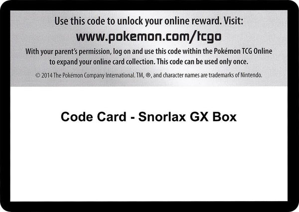 Code Card - Snorlax GX Box - Pokémon