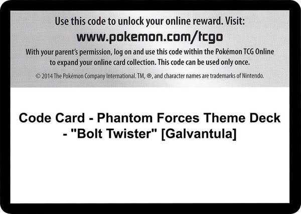 Code Card - Phantom Forces Theme Deck - "Bolt Twister" [Galvantula] - Pokémon
