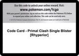 Code Card - Primal Clash Single Blister [Rhyperior] - Pokémon
