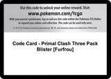 Code Card - Primal Clash Three Pack Blister [Furfrou] - Pokémon