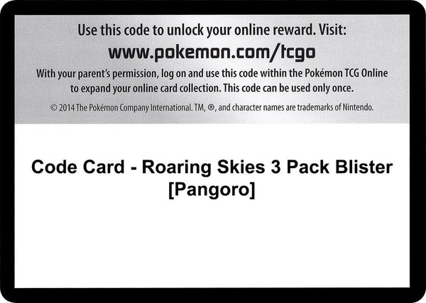 Code Card - Roaring Skies 3 Pack Blister [Pangoro] - Pokémon