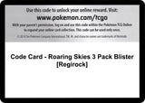 Code Card - Roaring Skies 3 Pack Blister [Regirock] - Pokémon