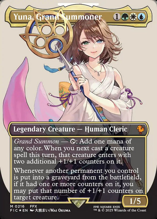 Yuna, Grand Summoner (Borderless) (Surge Foil) - Magic: The Gathering