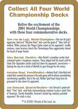 2001 World Championship Advertisement Card - Magic: The Gathering