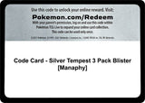 Code Card - Silver Tempest 3 Pack Blister [Manaphy] - Pokémon