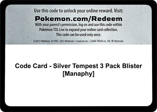 Code Card - Silver Tempest 3 Pack Blister [Manaphy] - Pokémon