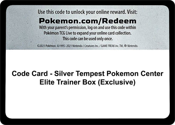 Code Card - Silver Tempest Pokemon Center Elite Trainer Box (Exclusive) - Pokémon