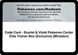 Code Card - Scarlet & Violet Pokemon Center Elite Trainer Box (Exclusive) [Miraidon] - Pokémon