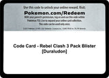 Code Card - Rebel Clash 3 Pack Blister [Duraludon] - Pokémon