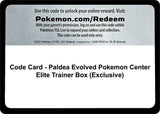 Code Card - Paldea Evolved Pokemon Center Elite Trainer Box (Exclusive) - Pokémon