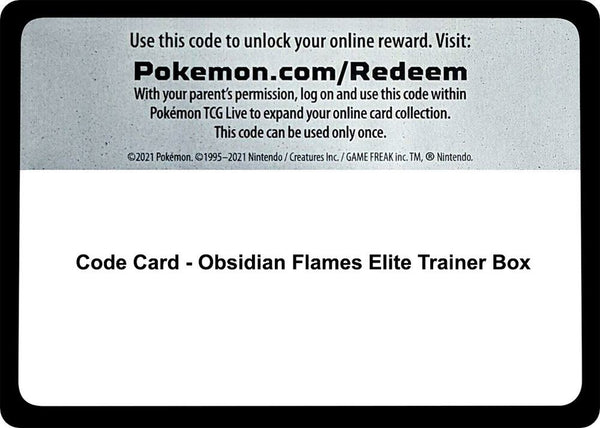 Code Card - Obsidian Flames Elite Trainer Box - Pokémon