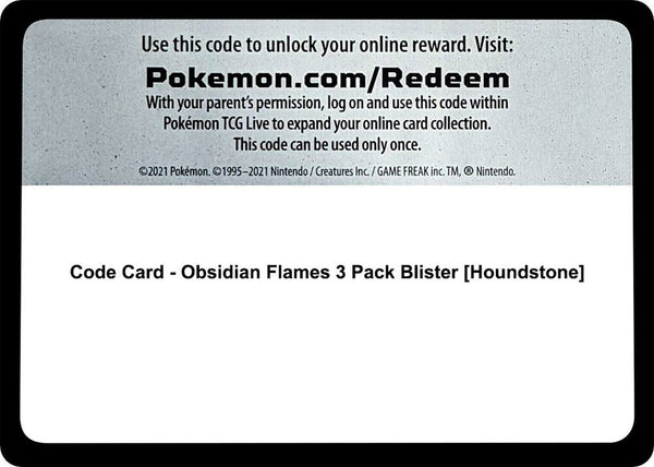 Code Card - Obsidian Flames 3 Pack Blister [Houndstone] - Pokémon