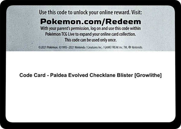 Code Card - Paldea Evolved Checklane Blister [Growlithe] - Pokémon