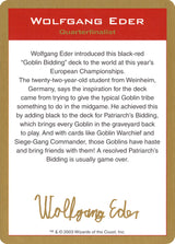 2003 Wolfgang Eder Biography Card - Magic: The Gathering