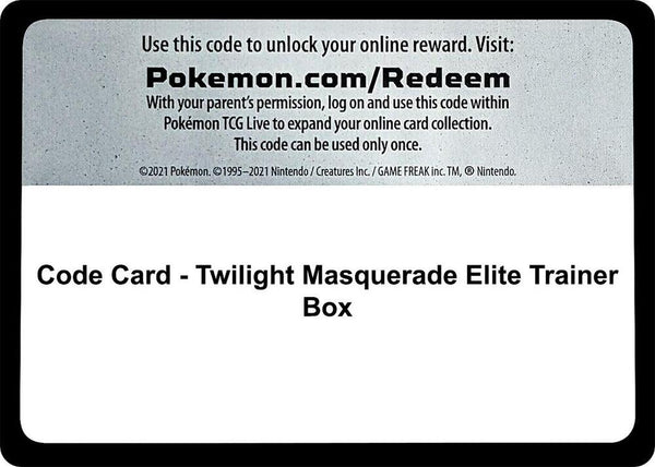 Code Card - Twilight Masquerade Elite Trainer Box - Pokémon