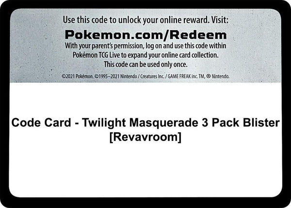 Code Card - Twilight Masquerade 3 Pack Blister [Revavroom] - Pokémon
