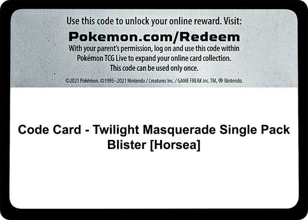 Code Card - Twilight Masquerade Single Pack Blister [Horsea] - Pokémon