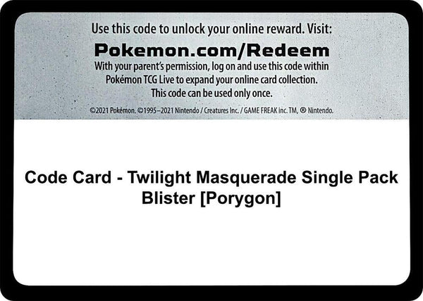 Code Card - Twilight Masquerade Single Pack Blister [Porygon] - Pokémon